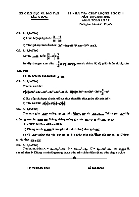 Đề kiểm tra chất lượng học kì II năm học 2015-2016 môn Toán lớp 7